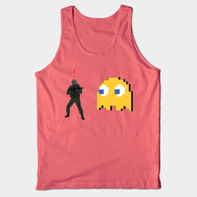 Metal Gear Solid Enemy Soldier Alert Clyde Ghost Pac Man Tank Top by Bevatron